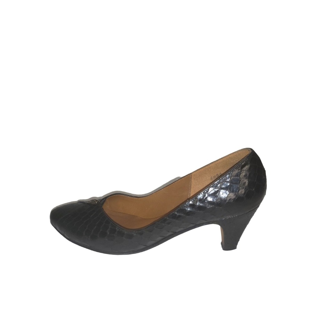 Kelly Acord Womens 6.5‎ AA Kitten Heels Lizard Leather Made In USA Brown Pumps